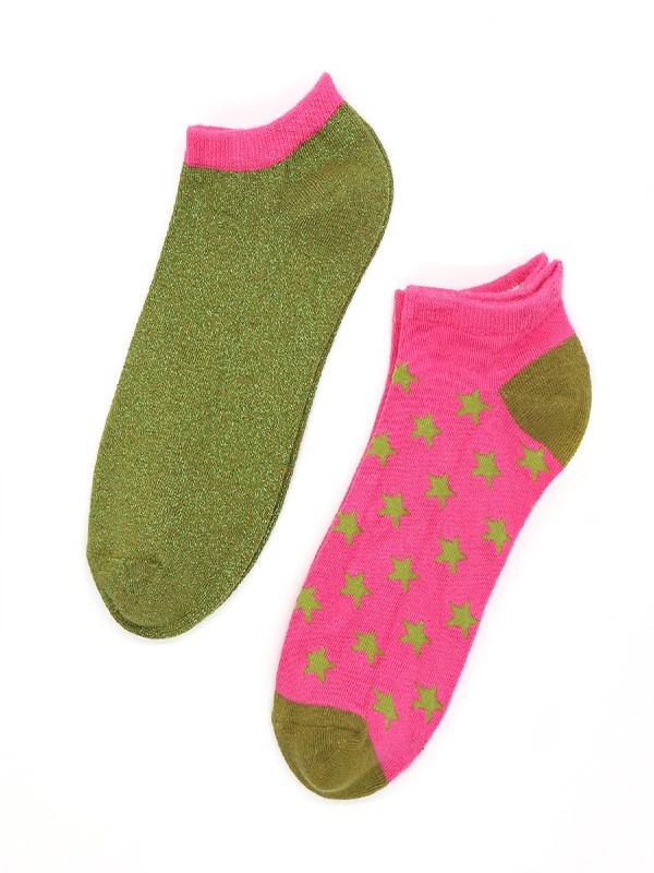 trainer sock duo with stars and lurex green