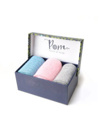 Triple Sock Box in Pink, Blue and Grey